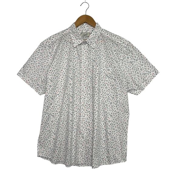 Grayers Shirt Mens XL White Blue Red Print Short Sleeve Button Up Preppy Casual - Picture 1 of 14